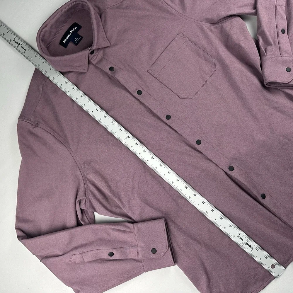 Mizzen Main‎ Men's Pink Performance Stretch Snap Button Long Sleeve Size Large